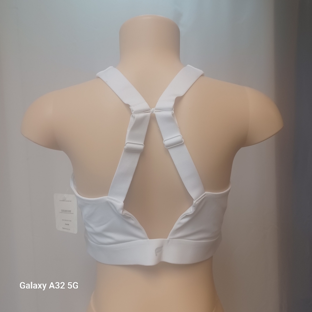 Fabletics  Bounce Impact Bra Size 3X White Halter Crop Bra Sport - Picture 5 of 12